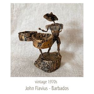 vintage 70s John Flavius Barbados metal drummer sculpture